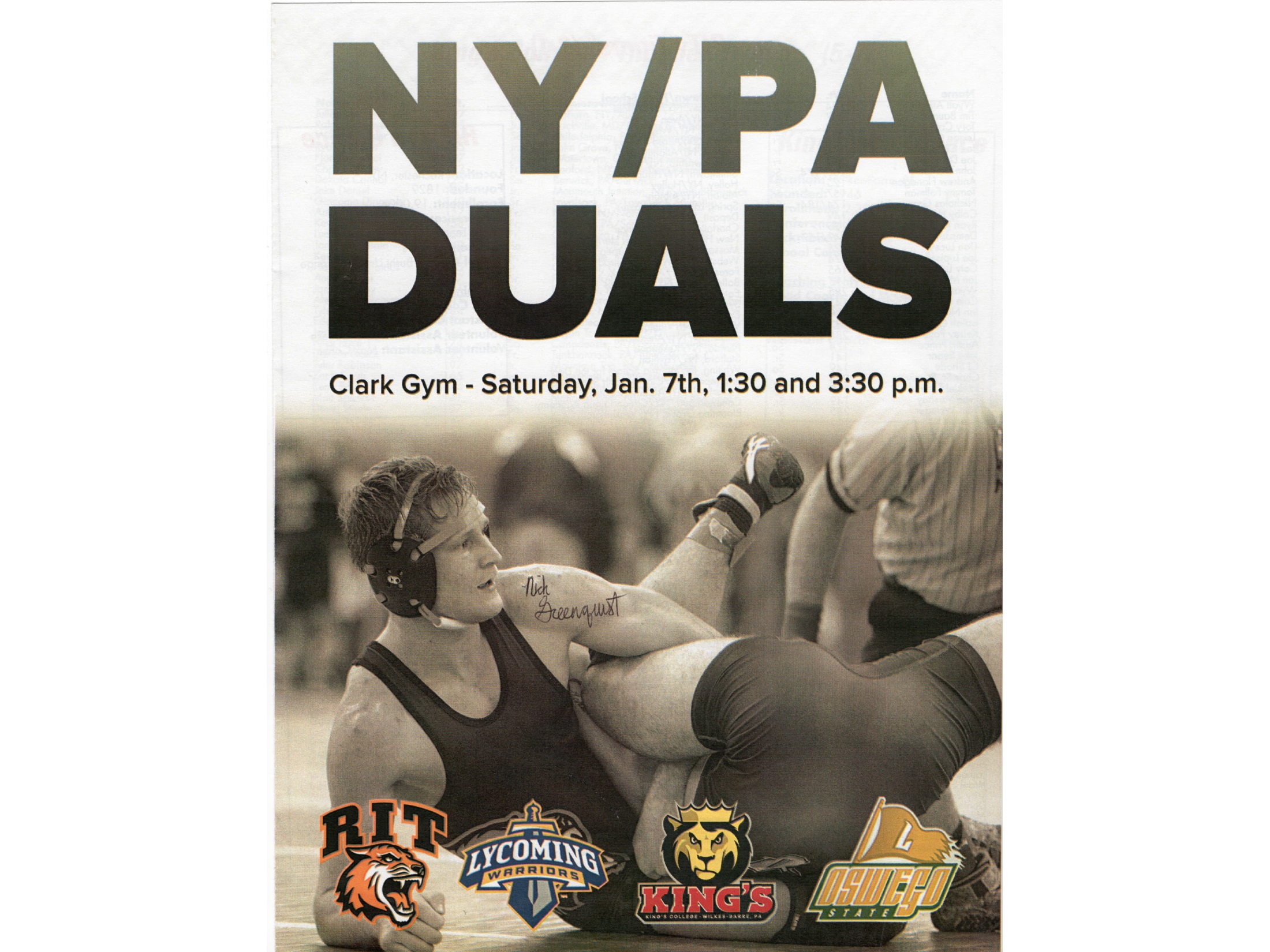 Signature Spladle claims another victim. I guess RIT decided to use that image to market the NY vs PA Duals. And yes I signed it. Sue me.